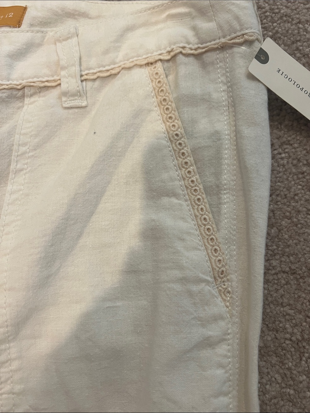 Anthropologie Pilcro No 12 Cream Boot Cut Linen Pants - Picture 8 of 12